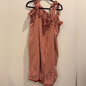 Stylish Red Gingham Dress with Ruffles